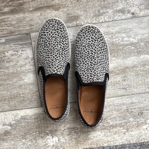 Nurse Mates Black and White Animal Print Slip-Ons